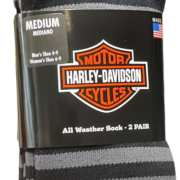 Harley-Davidson Striped All Weather Socks, Size M, 2 Pairs, NWT - Picture 4 of 7